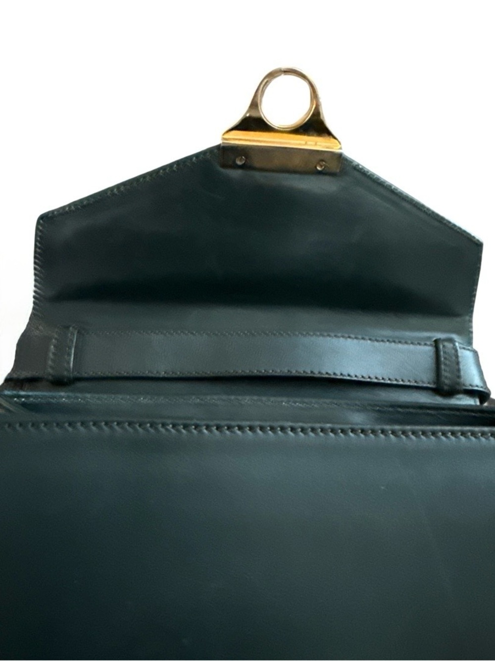 Vintage Salvatore Ferragamo Dark Green Leather Gancini Top Handle Bag - Picture 15 of 16